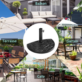 20-inch Outdoor Patio Half Round Umbrella Base for 1.25" - 1.89" Umbrella Pole