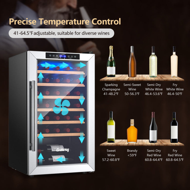 20 Inch Wine & Beverage Coolers Refrigerator for 33 Bottles and Tempered Glass Door