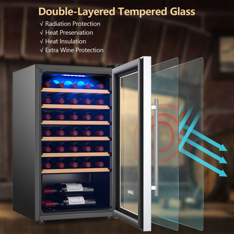 20 Inch Wine & Beverage Coolers Refrigerator for 33 Bottles and Tempered Glass Door