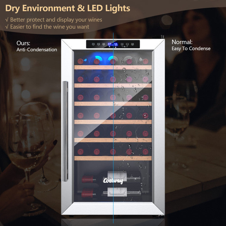 20 Inch Wine & Beverage Coolers Refrigerator for 33 Bottles and Tempered Glass Door