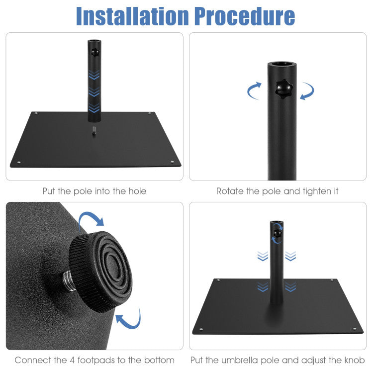 20 Inches Patio Umbrella Base with Adjustable Pole Hole and Footpads