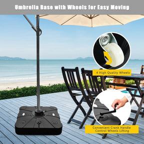 260 lbs Fillable Offset Patio Umbrella Base with Wheels