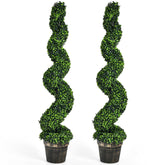 2 Pack 4 Feet Artificial Tree Spiral Boxwood Topiary for Indoor Outdoor Decor