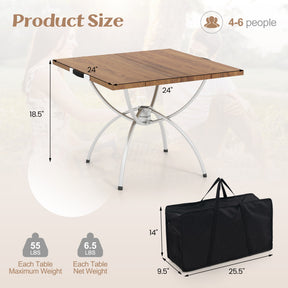 2 Pack Folding Camping Table with Carrying Bag for Hiking Party