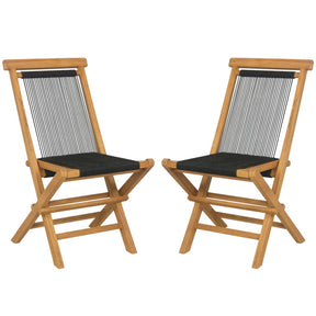 2 Piece Indonesia Teak Patio Folding Chairs for Porch Backyard Poolside