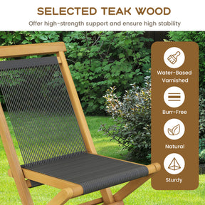 2 Piece Indonesia Teak Patio Folding Chairs for Porch Backyard Poolside