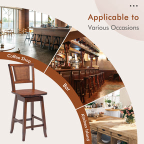 2 Pieces 24.5 Inch 360° Swivel Seat Bar Stools with Back for Kitchen Island and Home Bar