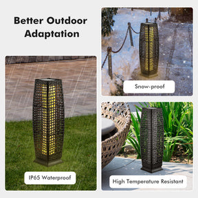 2 Pieces LED Solar-Powered Weatherproof Square Wicker Floor Lamps with Auto On/Off