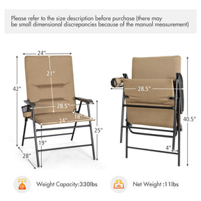 2 Pieces Patio Padded Folding Portable Dining Chair for Outdoor Camping