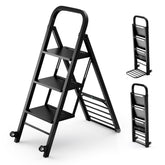 2 in 1 Folding Hand Truck and Ladder Combo with Rubber Wheels and Handle