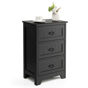 Hikidspace 3-Drawer Storage Wooden Nightstand for Living Room and Bedroom