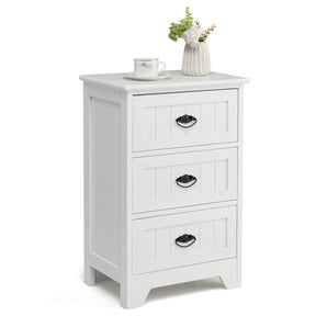 Hikidspace 3-Drawer Storage Wooden Nightstand for Living Room and Bedroom