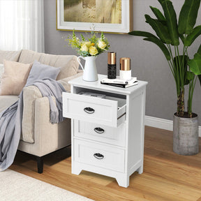 Hikidspace 3-Drawer Storage Wooden Nightstand for Living Room and Bedroom