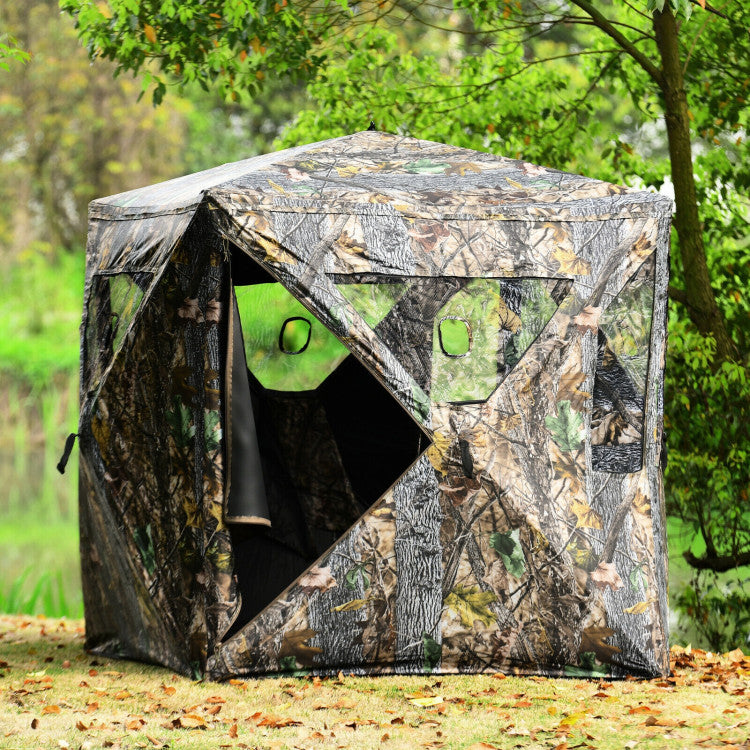 3-Person Portable Pop-Up Ground Tent with Gun Ports and Carrying Bag