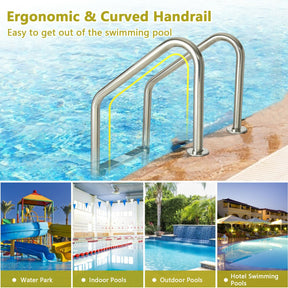 3-Step Stainless Steel Swimming Pool Ladder with Anti-Slip Footsteps