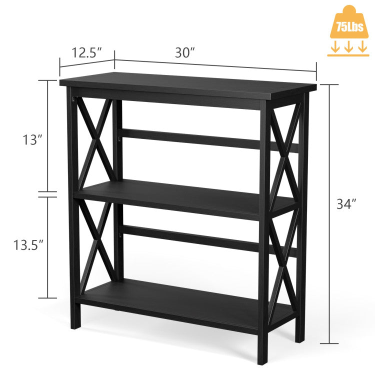 Hikidspace 3-Tier Wooden Multi-Functional Storage Bookshelf for Books