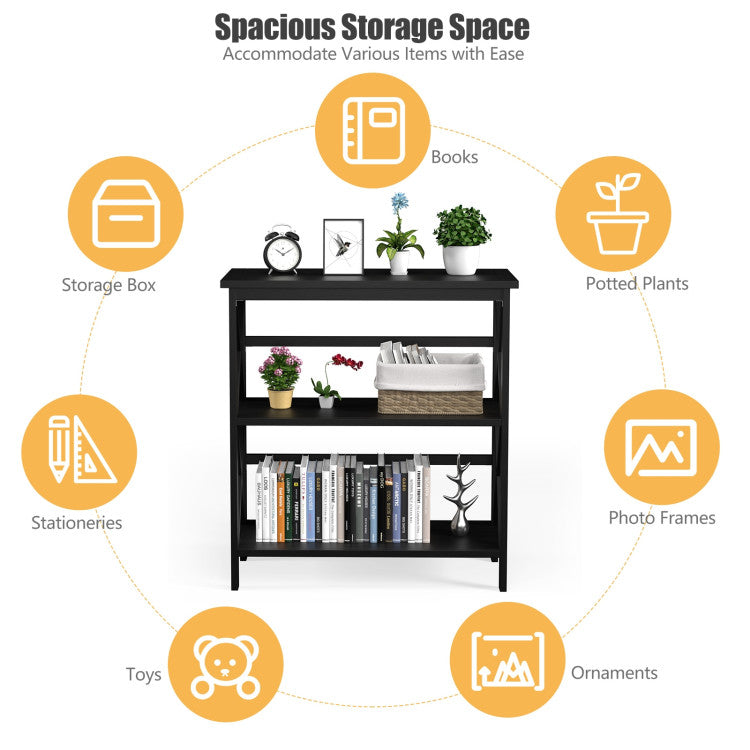 Hikidspace 3-Tier Wooden Multi-Functional Storage Bookshelf for Books