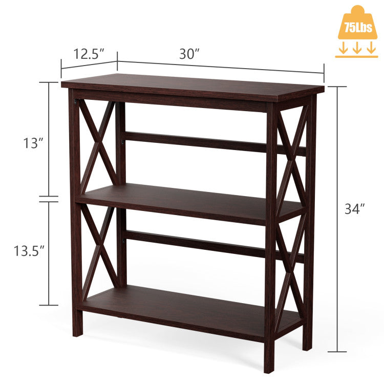 Hikidspace 3-Tier Wooden Multi-Functional Storage Bookshelf for Books