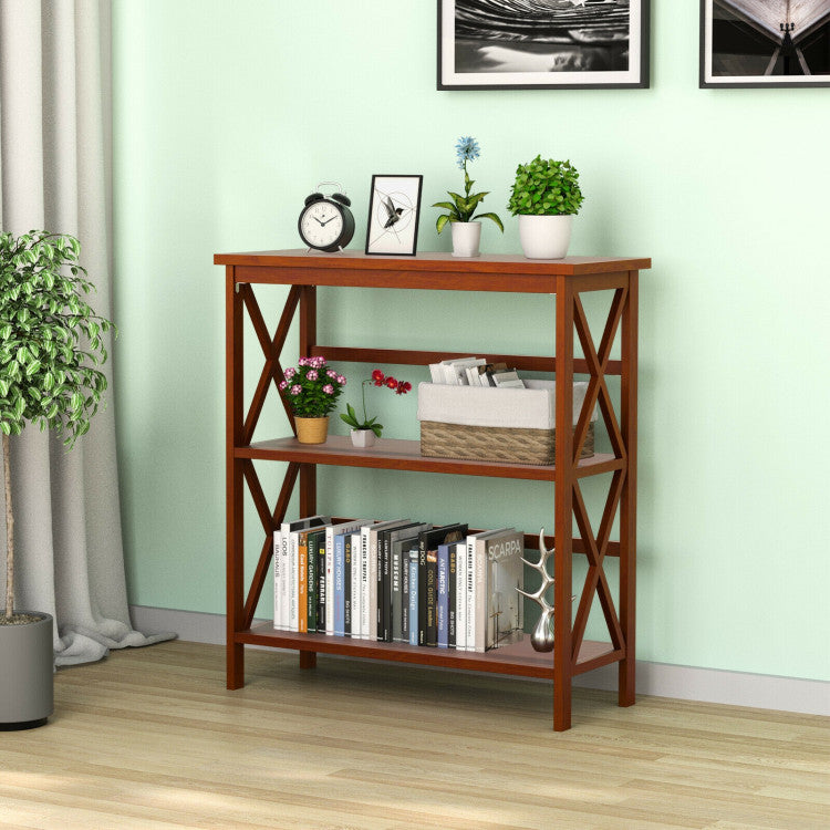 Hikidspace 3-Tier Wooden Multi-Functional Storage Bookshelf for Books