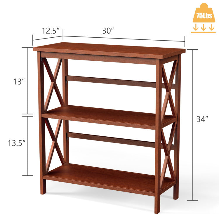 Hikidspace 3-Tier Wooden Multi-Functional Storage Bookshelf for Books