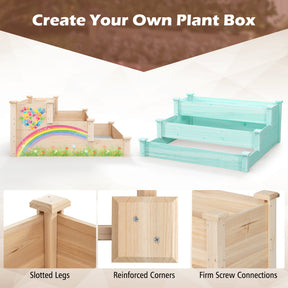 3-Tier Wooden Raised Garden Bed for Backyard Patio