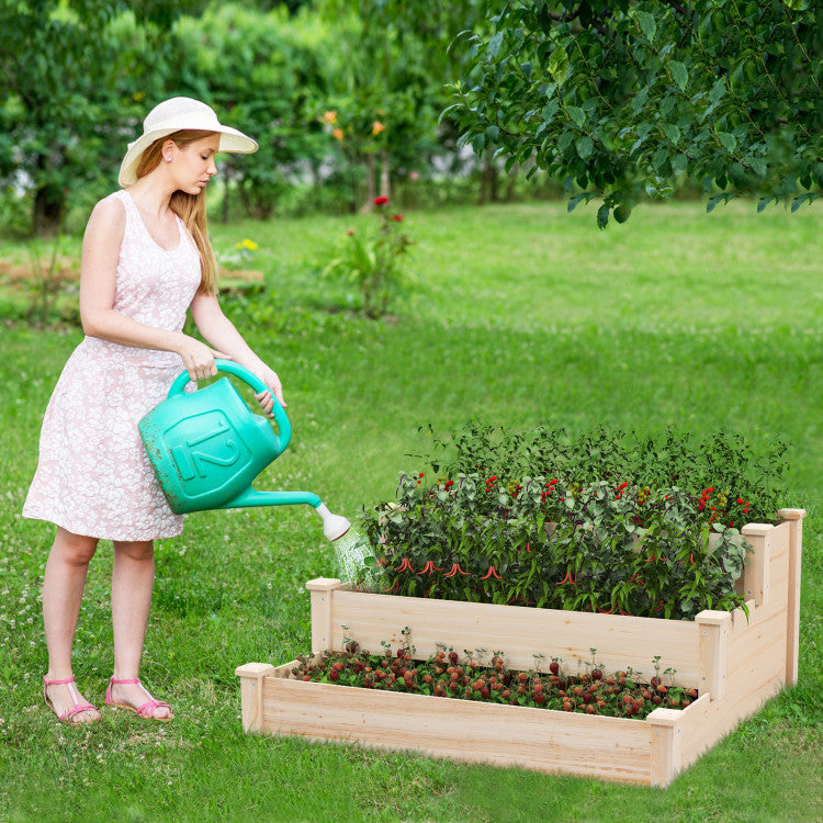 3-Tier Wooden Raised Garden Bed for Backyard Patio