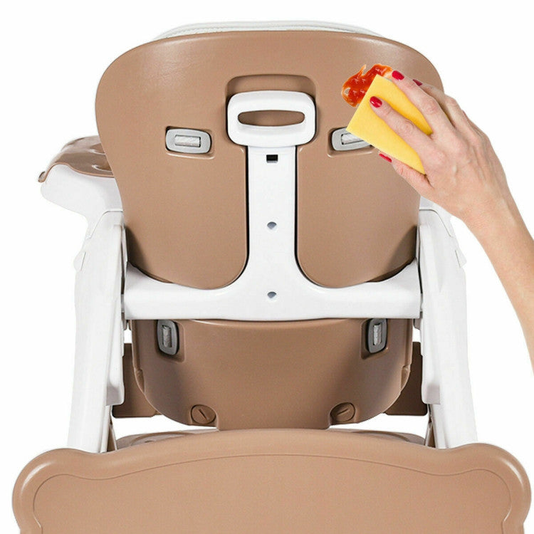 Hikidspace 3-in-1 Infant Table and Chair Set Baby High Chair with 5-Point Safety Harness and Removable Tray_Brown