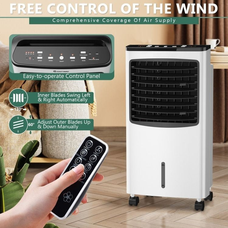 3-in-1 Portable Evaporative Air Conditioner Cooler with Remote Control and Timer