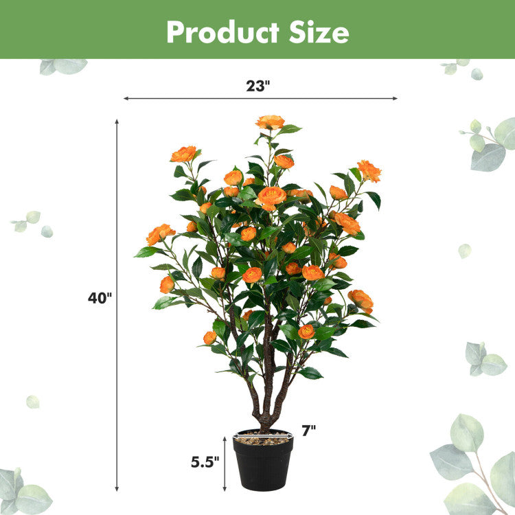 3.3 Feet Artificial Camellia Tree for Indoor and Outdoor