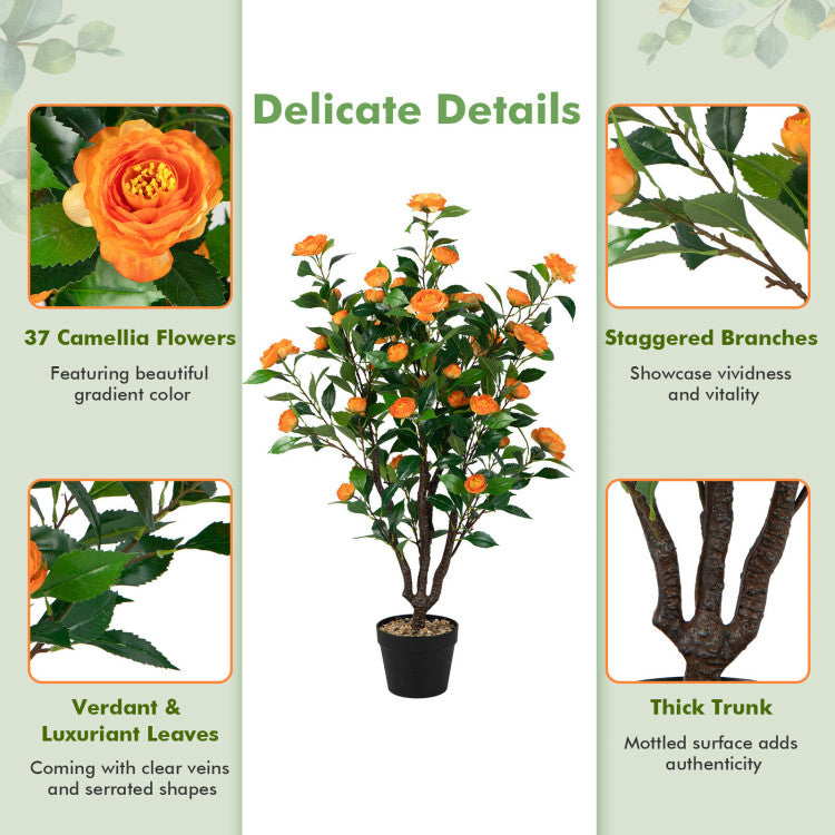 3.3 Feet Artificial Camellia Tree for Indoor and Outdoor