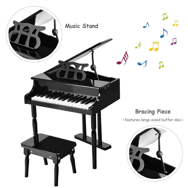 30-Key Kids Toys Piano Keyboard with Bench Piano Lid and Music Rack