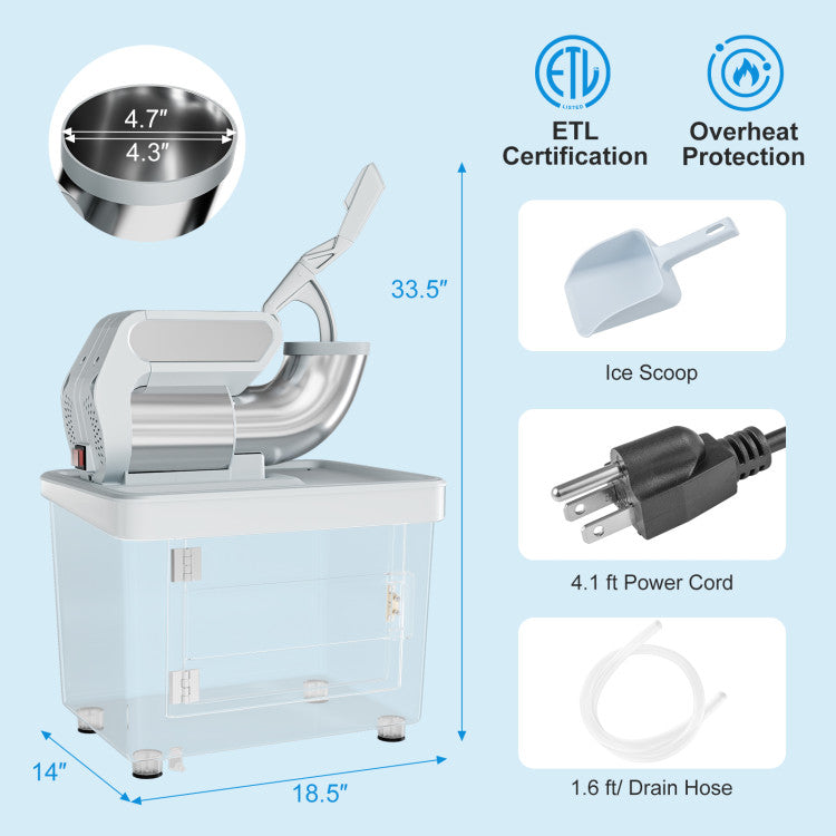 Hikidspace 300W Commercial Ice Crusher with Dual Blades and Safety Switch for Home or Commercial_Gray