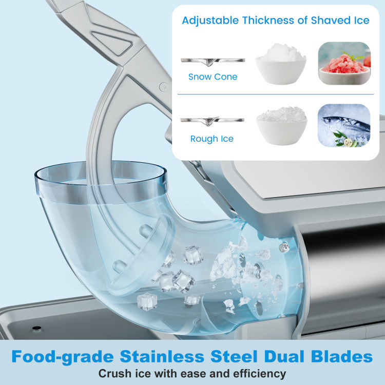 Hikidspace 300W Commercial Ice Crusher with Dual Blades and Safety Switch for Home or Commercial_Gray