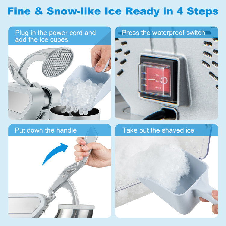 Hikidspace 300W Commercial Ice Crusher with Dual Blades and Safety Switch for Home or Commercial_Gray