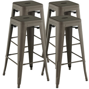 30 Inch Set of 4 Stackable Bar Stools for Kitchen, Dining Room, Pub, or Restaurant