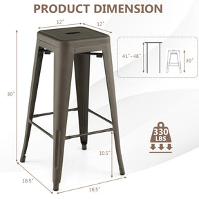 30 Inch Set of 4 Stackable Bar Stools for Kitchen, Dining Room, Pub, or Restaurant