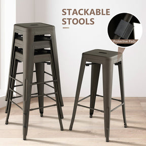 30 Inch Set of 4 Stackable Bar Stools for Kitchen, Dining Room, Pub, or Restaurant