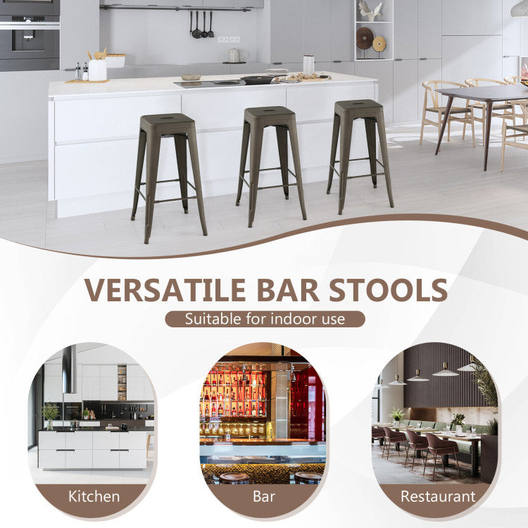 30 Inch Set of 4 Stackable Bar Stools for Kitchen, Dining Room, Pub, or Restaurant