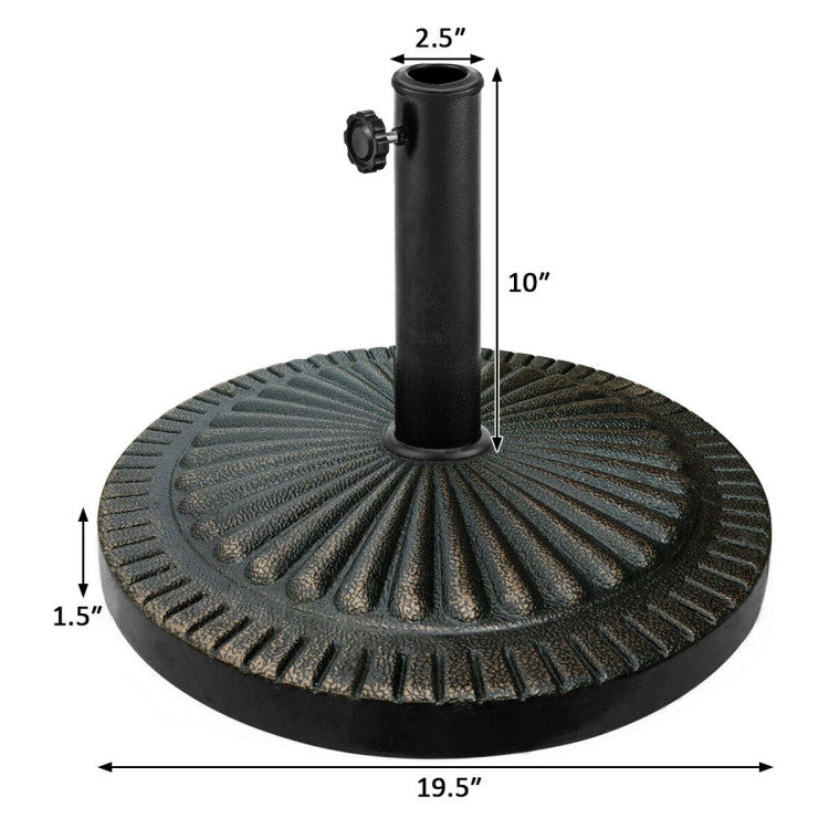 31.5 lbs Outdoor Heavy-Duty Stand Bronze Market Umbrella Base with Adjustable Pole