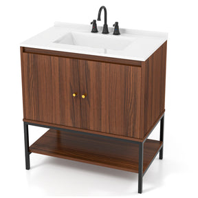 31 Inch Bathroom Vanity Sink Combo with Open Shelf and Accessories