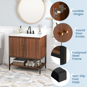 31 Inch Bathroom Vanity Sink Combo with Open Shelf and Accessories