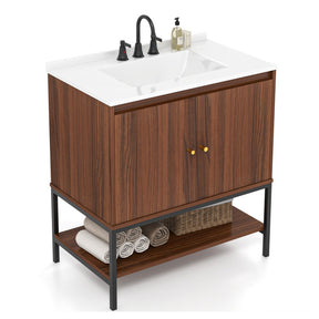 31 Inch Bathroom Vanity Sink Combo with Open Shelf and Accessories