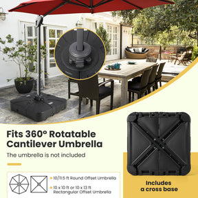 33.5 x 33.5 Inch 33 Ibs Fillable 360-Degree Rotatable Cantilever Umbrella Base with Wheels