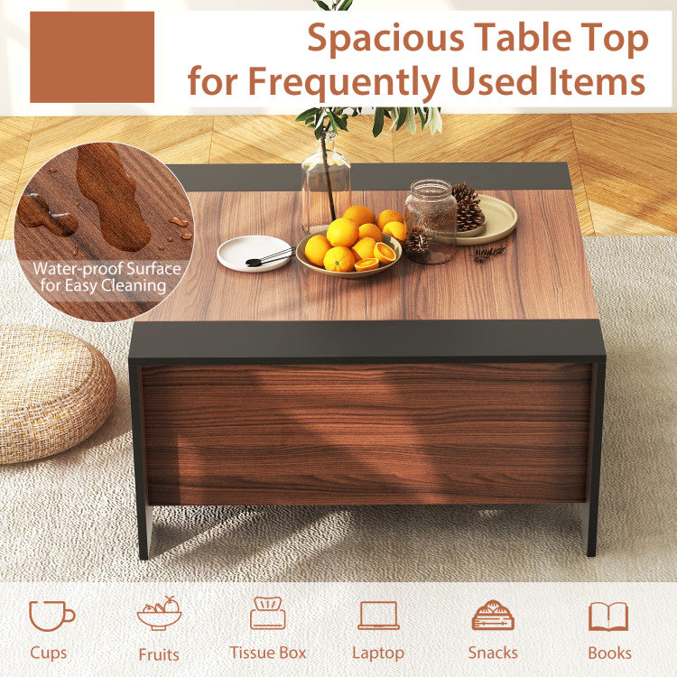 36.5 Inch Coffee Table with Sliding Top and Hidden Storage Compartment