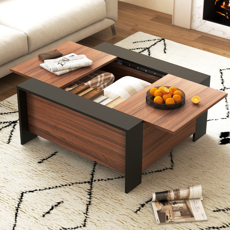 36.5 Inch Coffee Table with Sliding Top and Hidden Storage Compartment