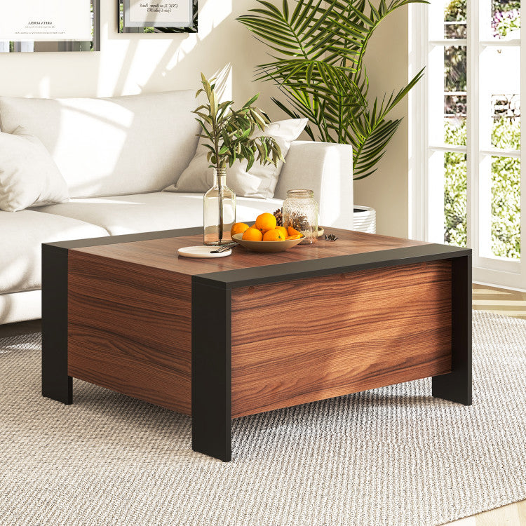 36.5 Inch Coffee Table with Sliding Top and Hidden Storage Compartment