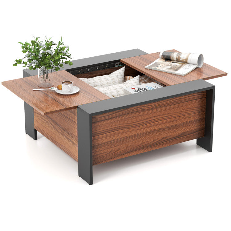 36.5 Inch Coffee Table with Sliding Top and Hidden Storage Compartment
