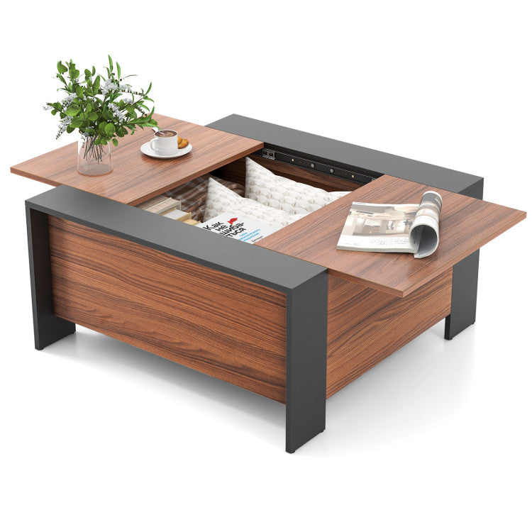 36.5 Inch Coffee Table with Sliding Top and Hidden Storage Compartment