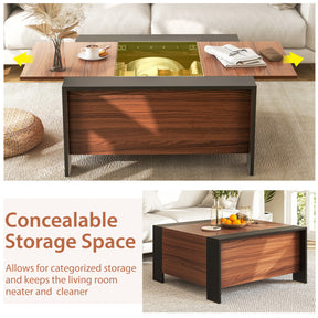 36.5 Inch Coffee Table with Sliding Top and Hidden Storage Compartment