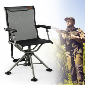 360 Degree Swivel Folding Hunting Chair with Adjustable Heights for Camping and Fishing